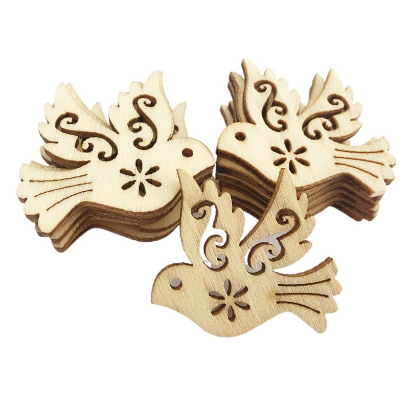 Craft Embellishments - 50pcs Unfinished Wooden Peace Dove Wood