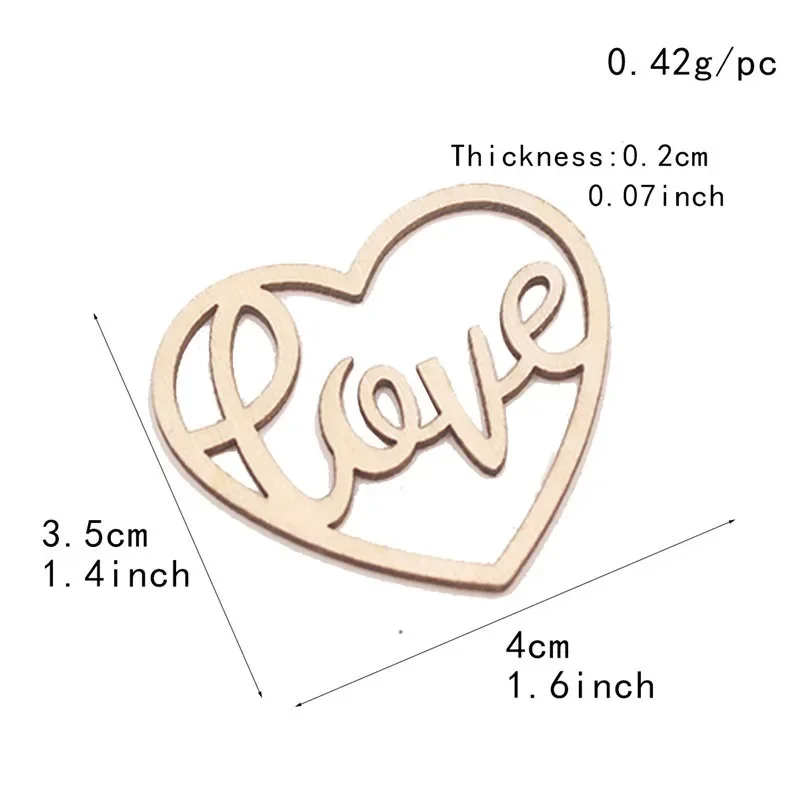 50pcs Heart Wooden Ornament He - Craft Embellishments recension och pris