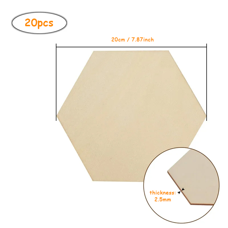20pcs 20cm Hexagon Unfinished  - Craft Embellishments recension och pris