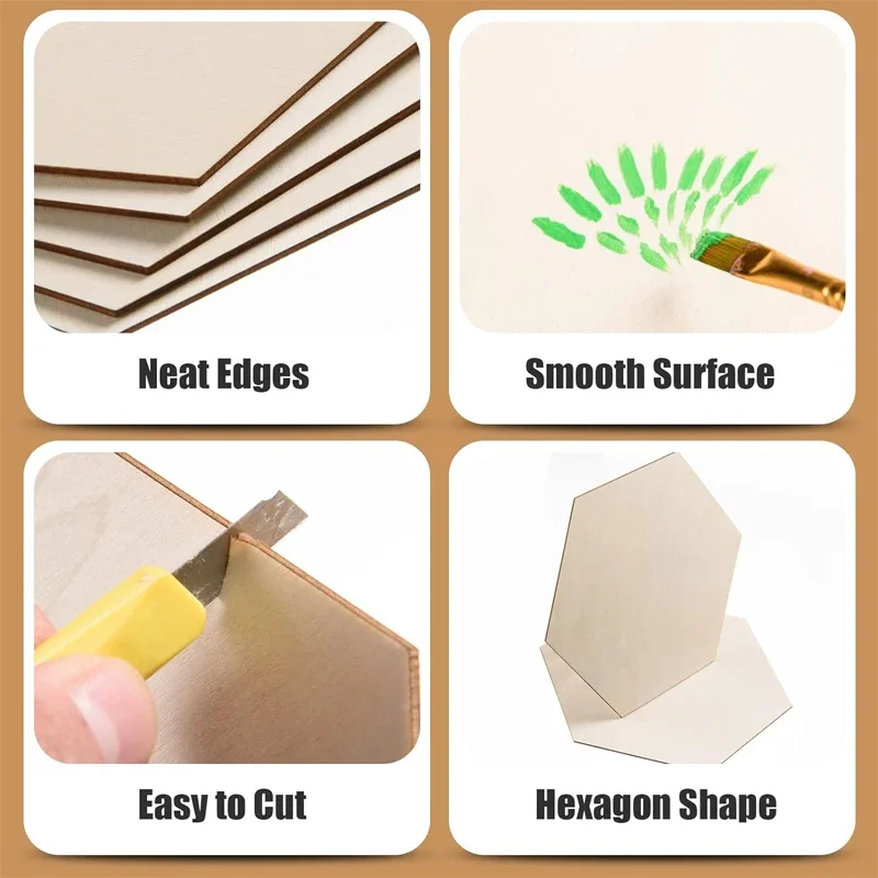20pcs 20cm Hexagon Unfinished  - Craft Embellishments recension och pris