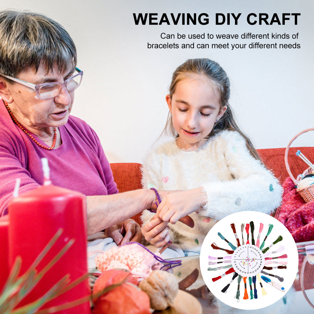 1Set Round Weaving Kit Bracele - Embroidery Craft recension och pris