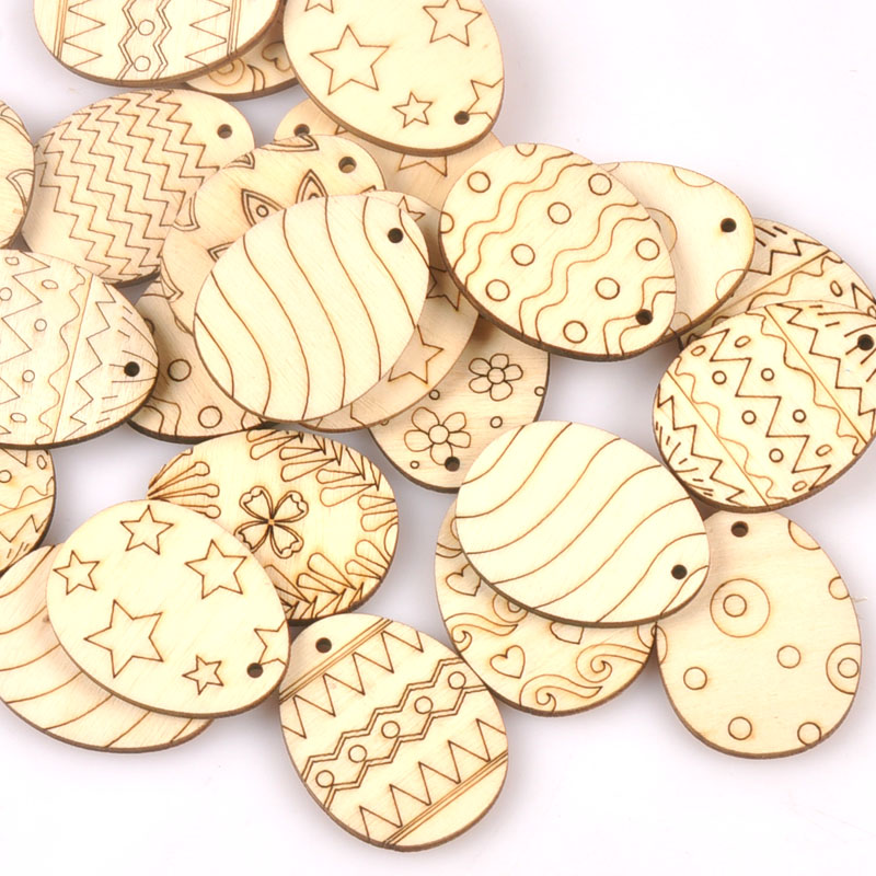 25Pcs Mixed Easter Egg Wood Cr - Embellishments For Scrapbooking recension och pris