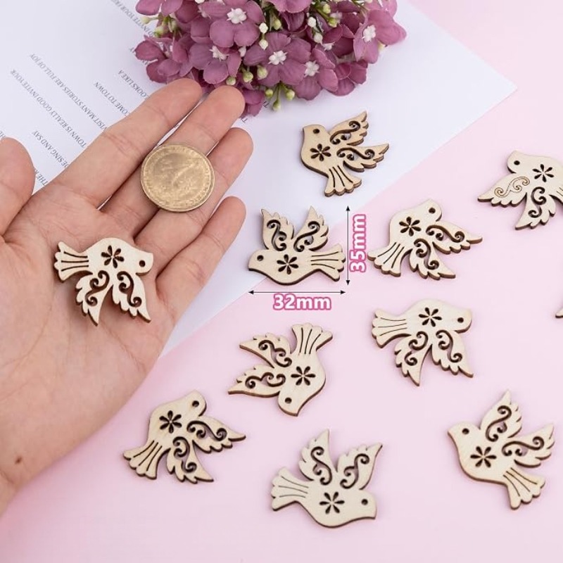 50pcs Unfinished Wooden Peace  - Craft Embellishments recension och pris