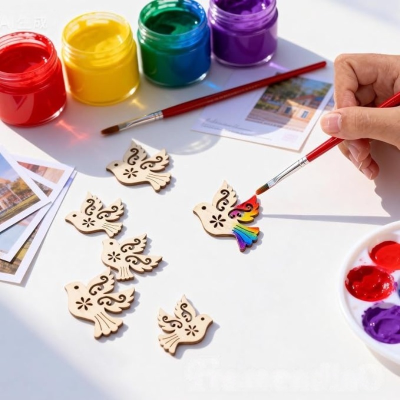 50pcs Unfinished Wooden Peace  - Craft Embellishments recension och pris