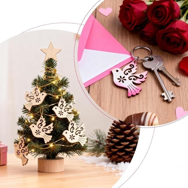 50pcs Unfinished Wooden Peace  - Craft Embellishments recension och pris