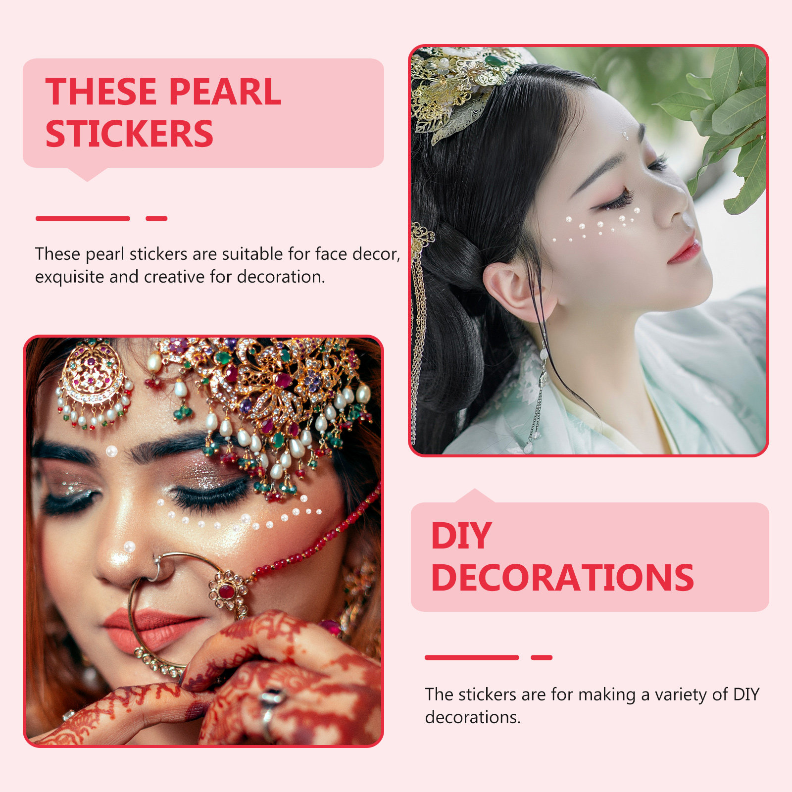 5Pcs Pearl Face Stickers Adhes - Craft Embellishments recension och pris