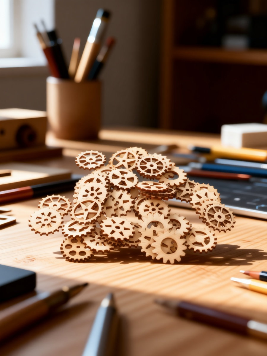 100Pcs Wood Gear Craft Pieces  - Craft Embellishments recension och pris